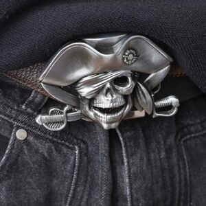 Pirate skull jolly roger belt Buckle